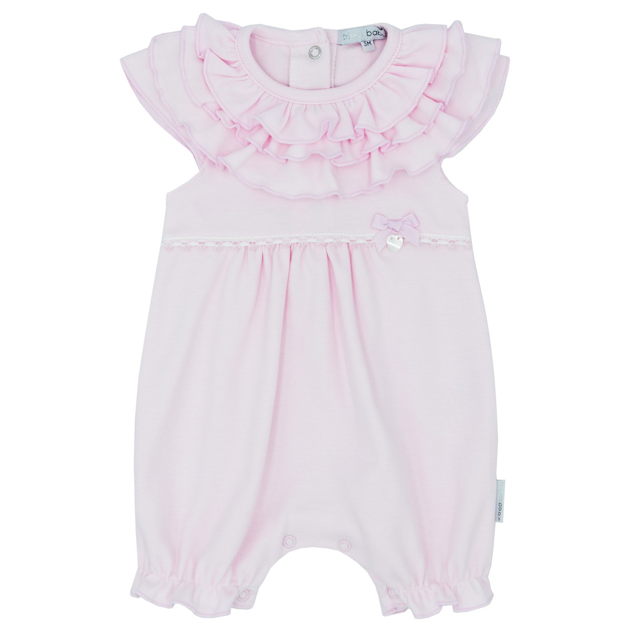 Blues Baby Girls Napoli Pink Frills and Bow Romper BB1157