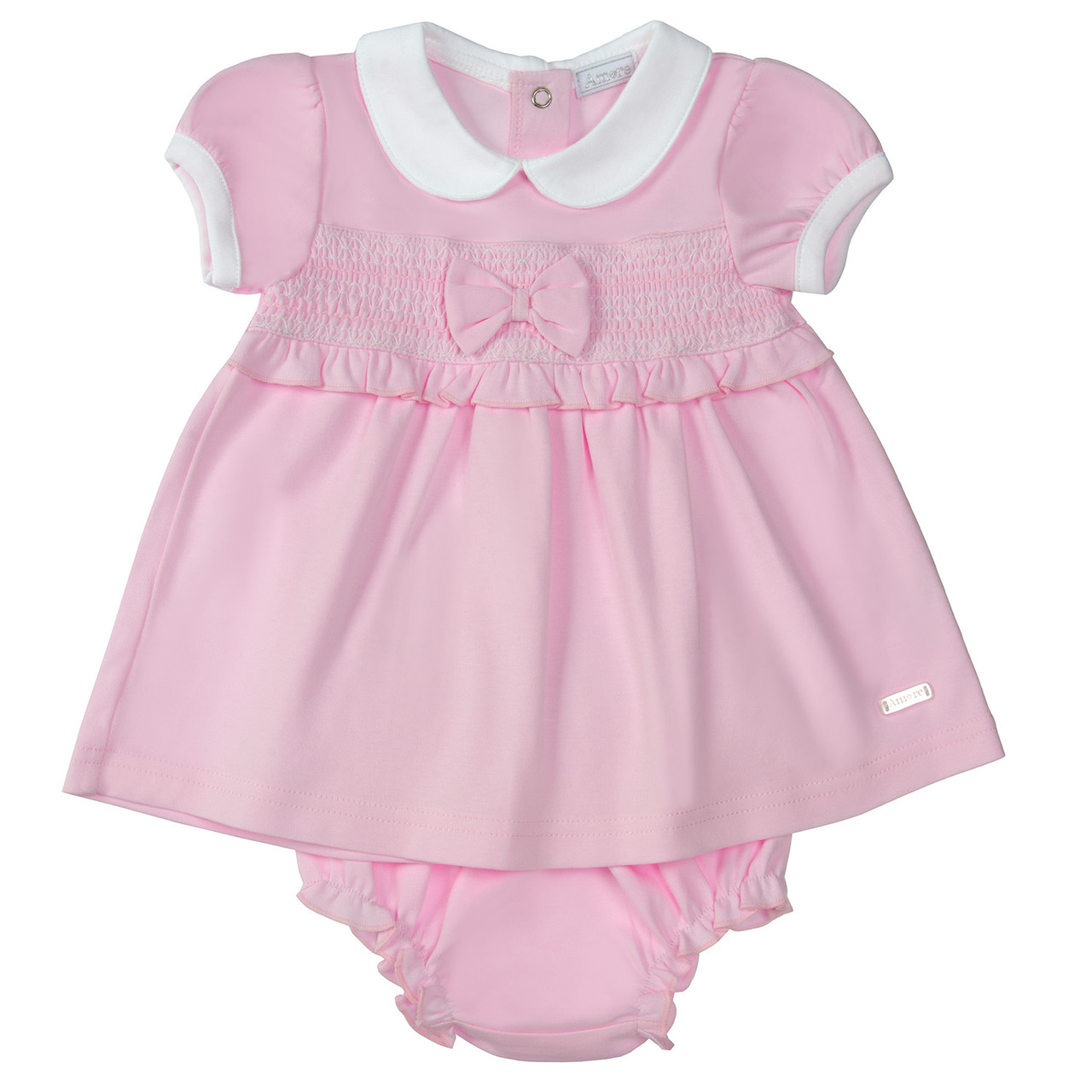 Amore Girls Pink Smock Dress with Pant 6001