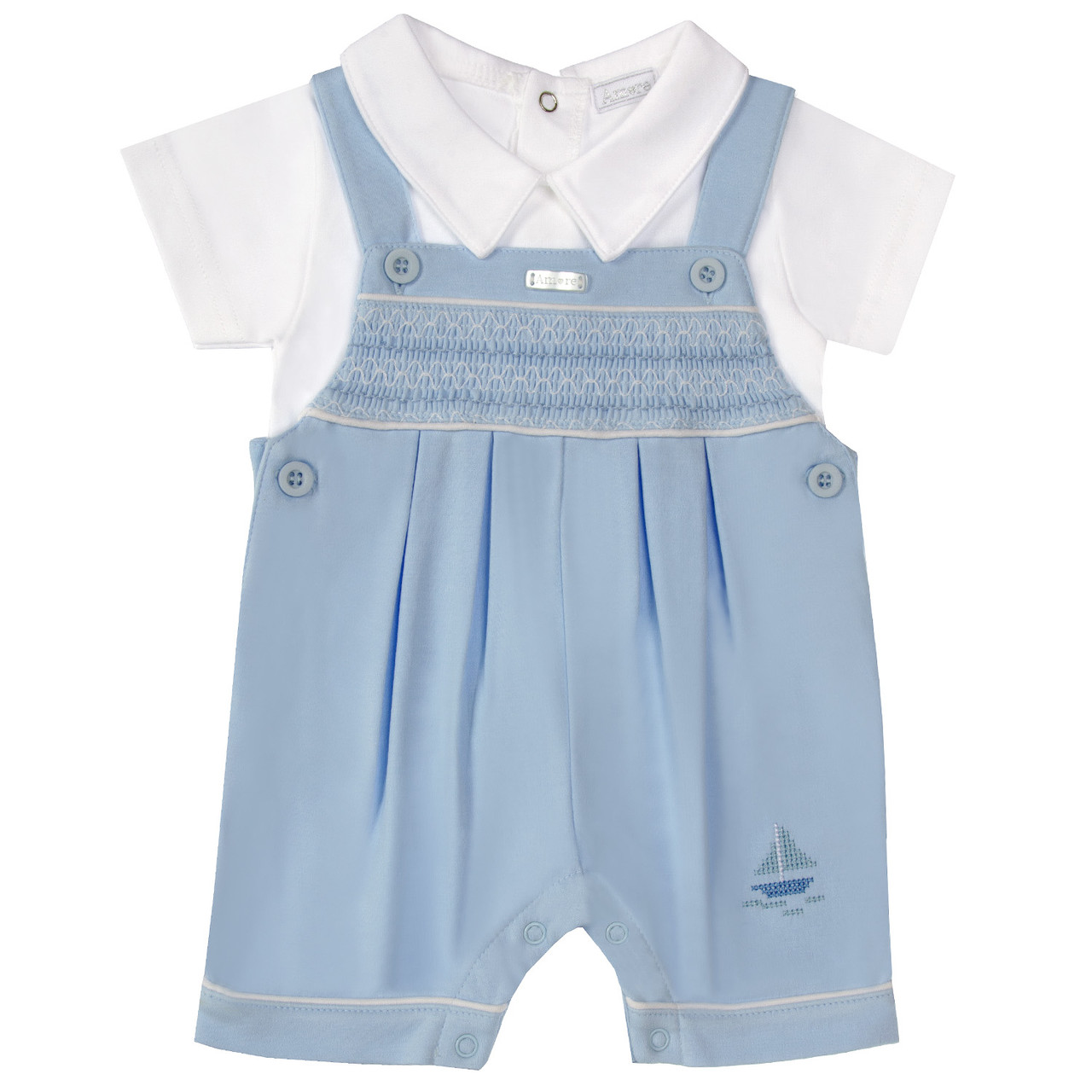 Amore Boys Classic Smock with Boat Dungaree Set 6006