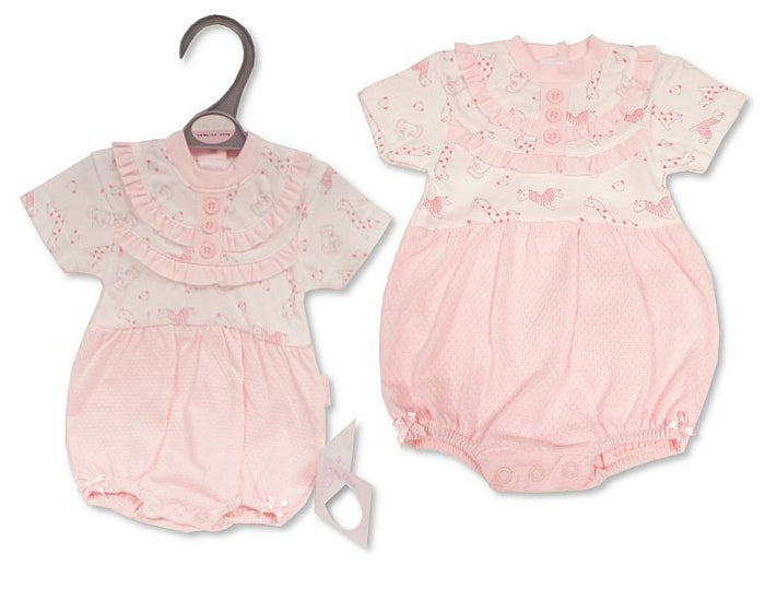 Tiny Chick Premature Pink Giraffe with Lace Romper 20645