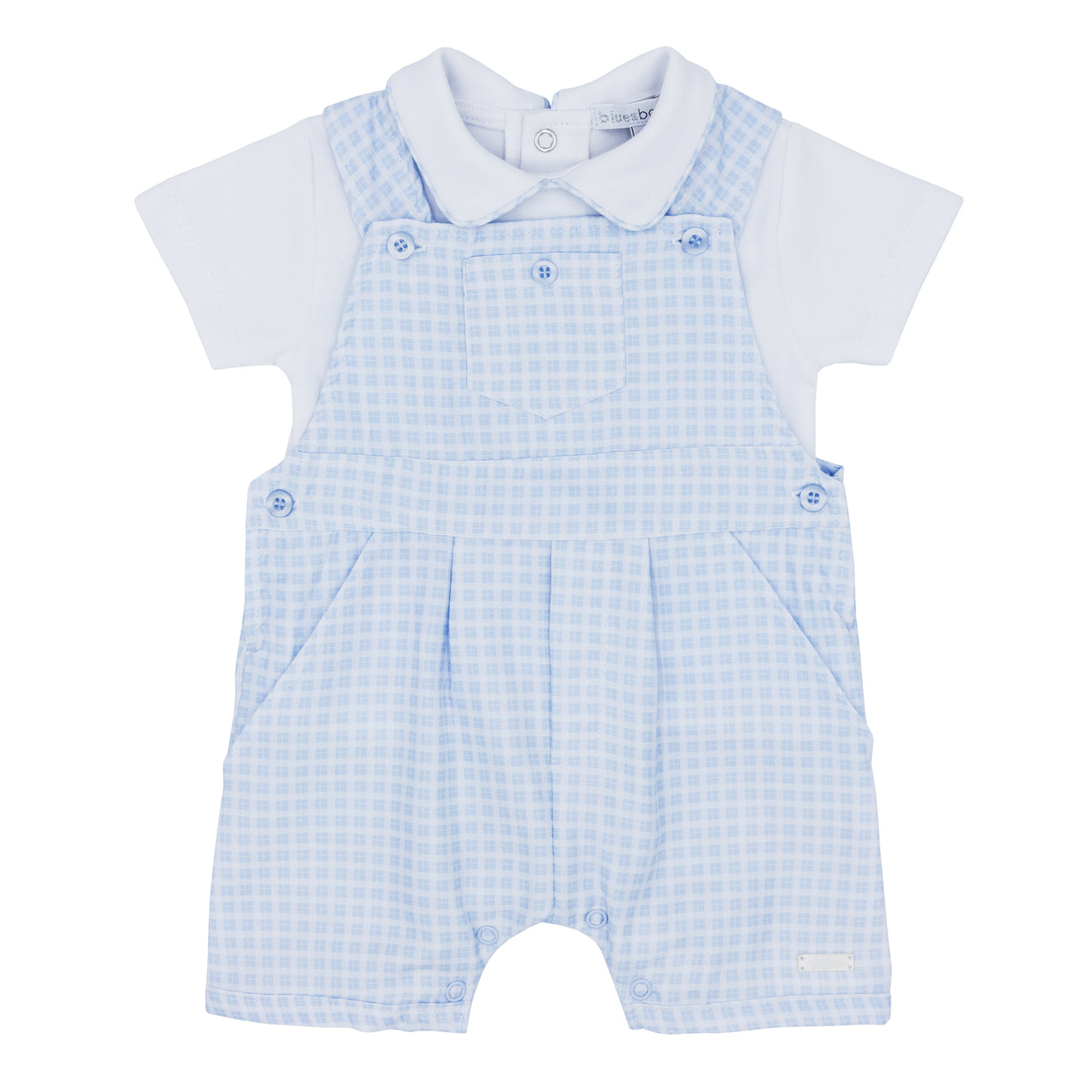 Blues Baby Boys Blue CheckDungaree Set BB1244