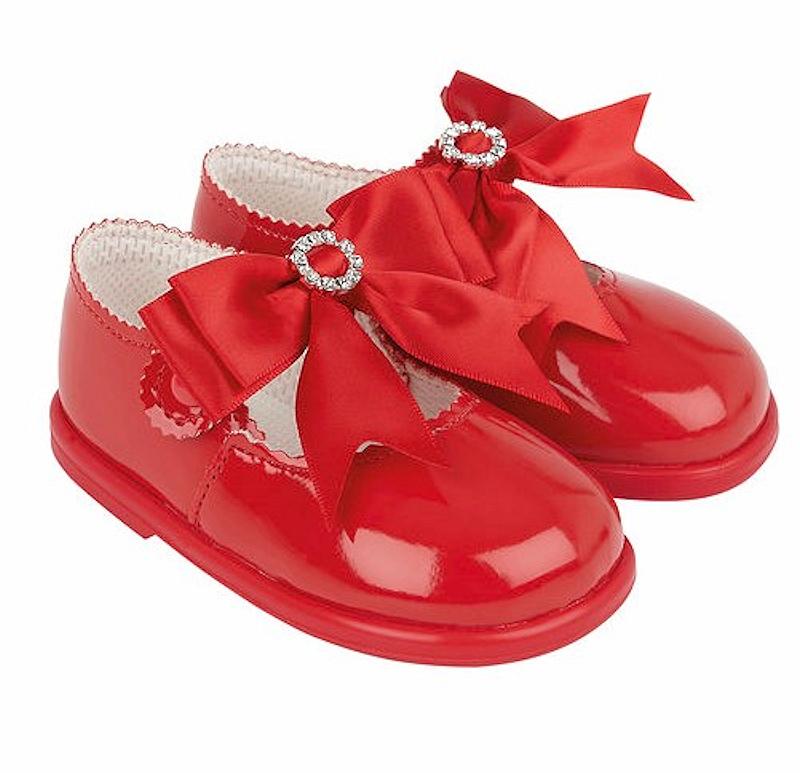 Early Days Red Diamante Satin Bow Shoes