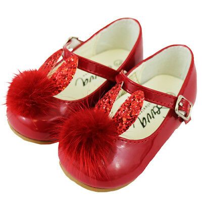 Sevva Red Bunny Pom Pom Shoes