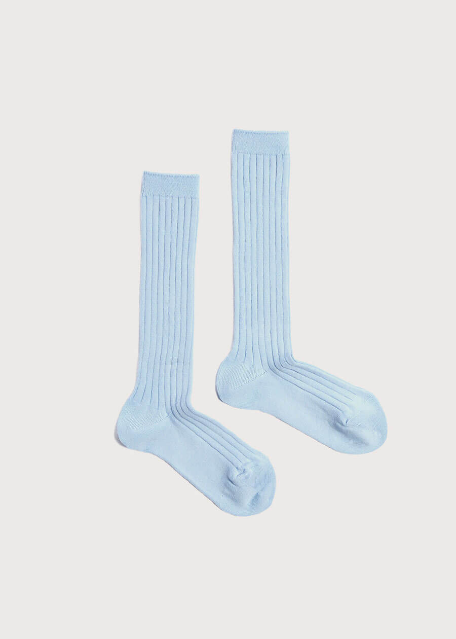 Kinder Blue Knee High Ribbed Sock