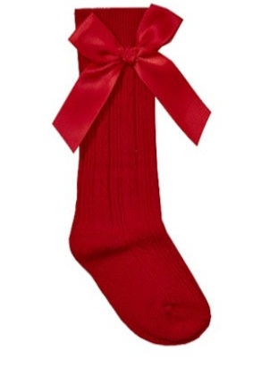 Kinder Red Knee High Socks with Bow 31003R