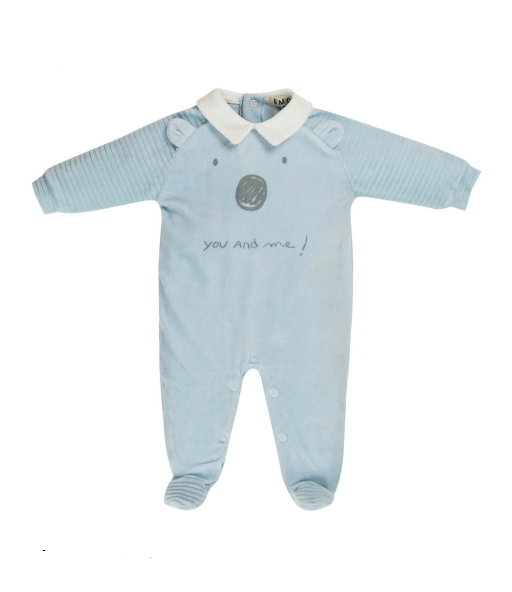 EMC Blue Velour You and Me Sleepsuit