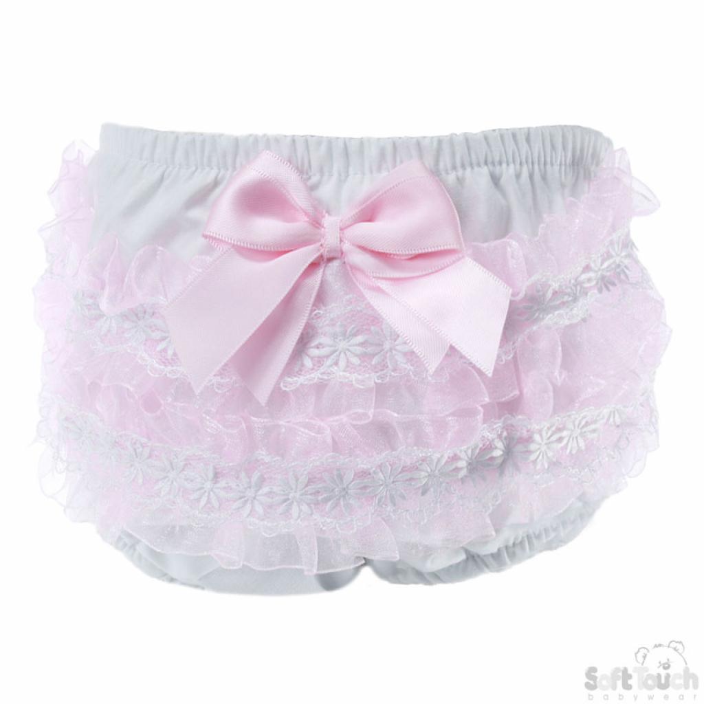Soft Touch White Pink Frilly Pants