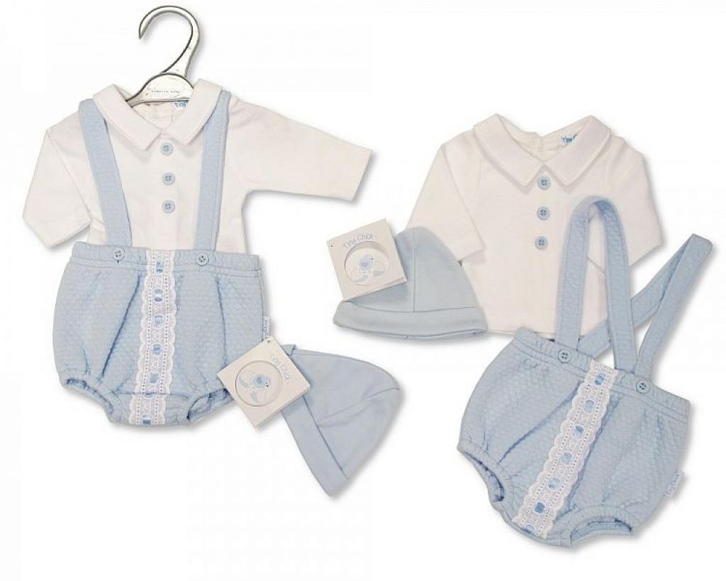 Tiny Chick Blue Romper Set with Hat