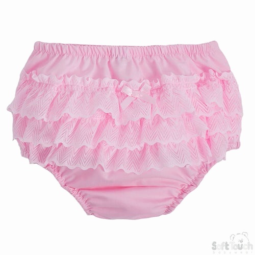 Soft Touch Pink Frilly Pants  Zig Zag Lace