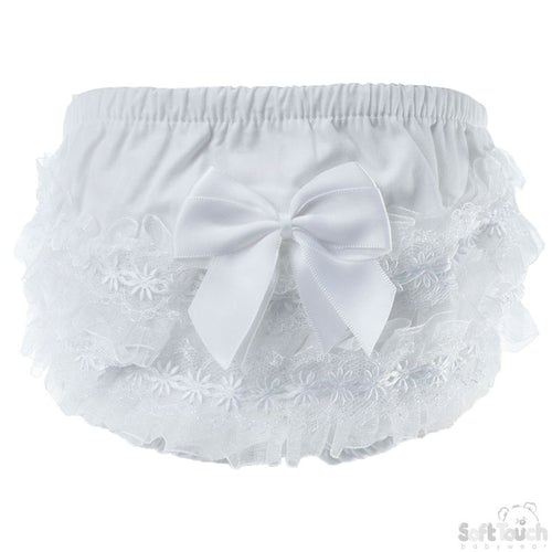 Soft Touch White Frilly Pants with Bow