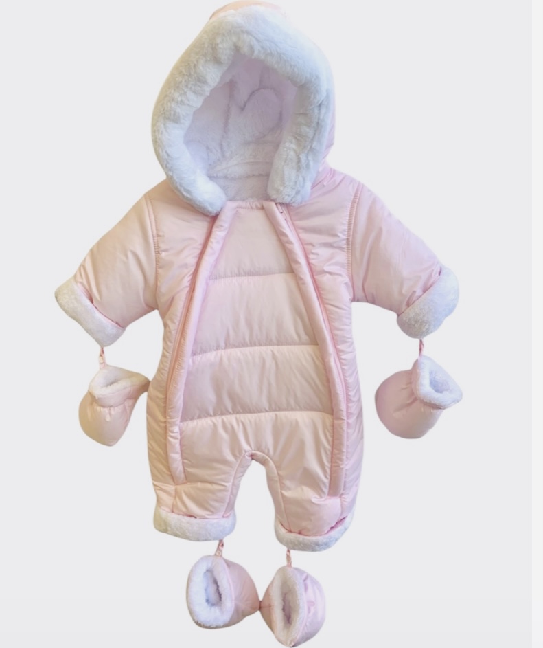 Sofija Pink Snowsuit with Mitts and Booties