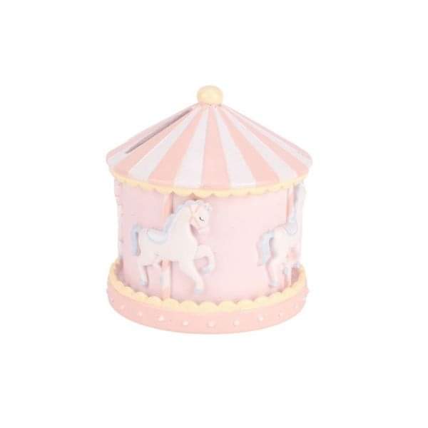 Hello Baby Pink Carousel Money Box 11cm