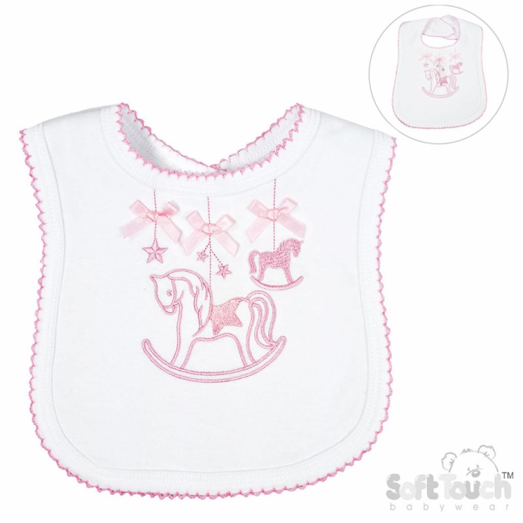 Soft Touch Rocking Horse Mobile Pink Bib P3617P