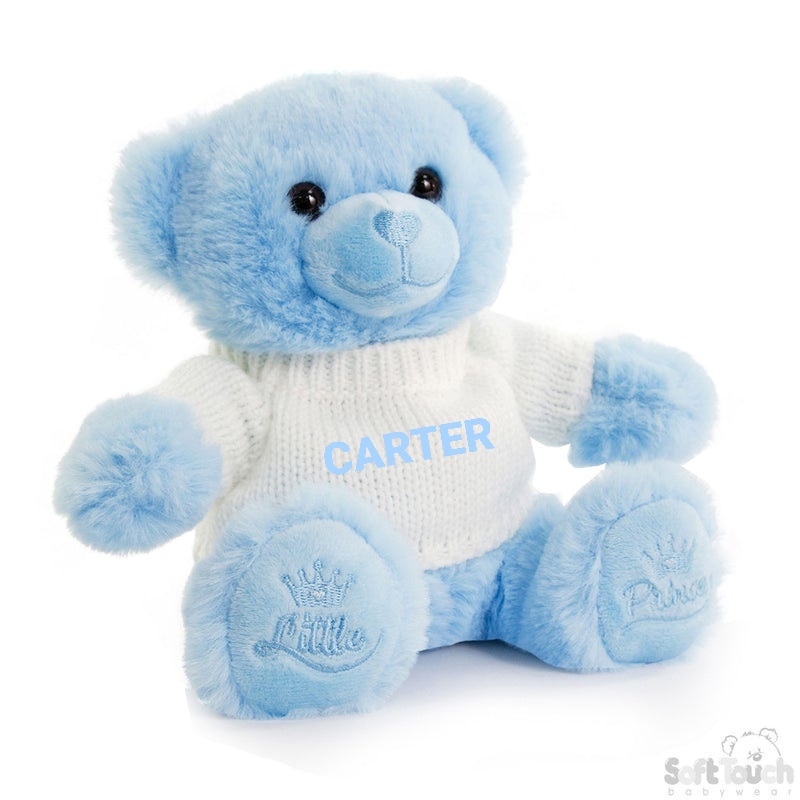 Personalised Soft Touch Blue Prince Teddy with Jumper