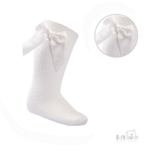 Soft Touch Cream Knee High Socks with Bow