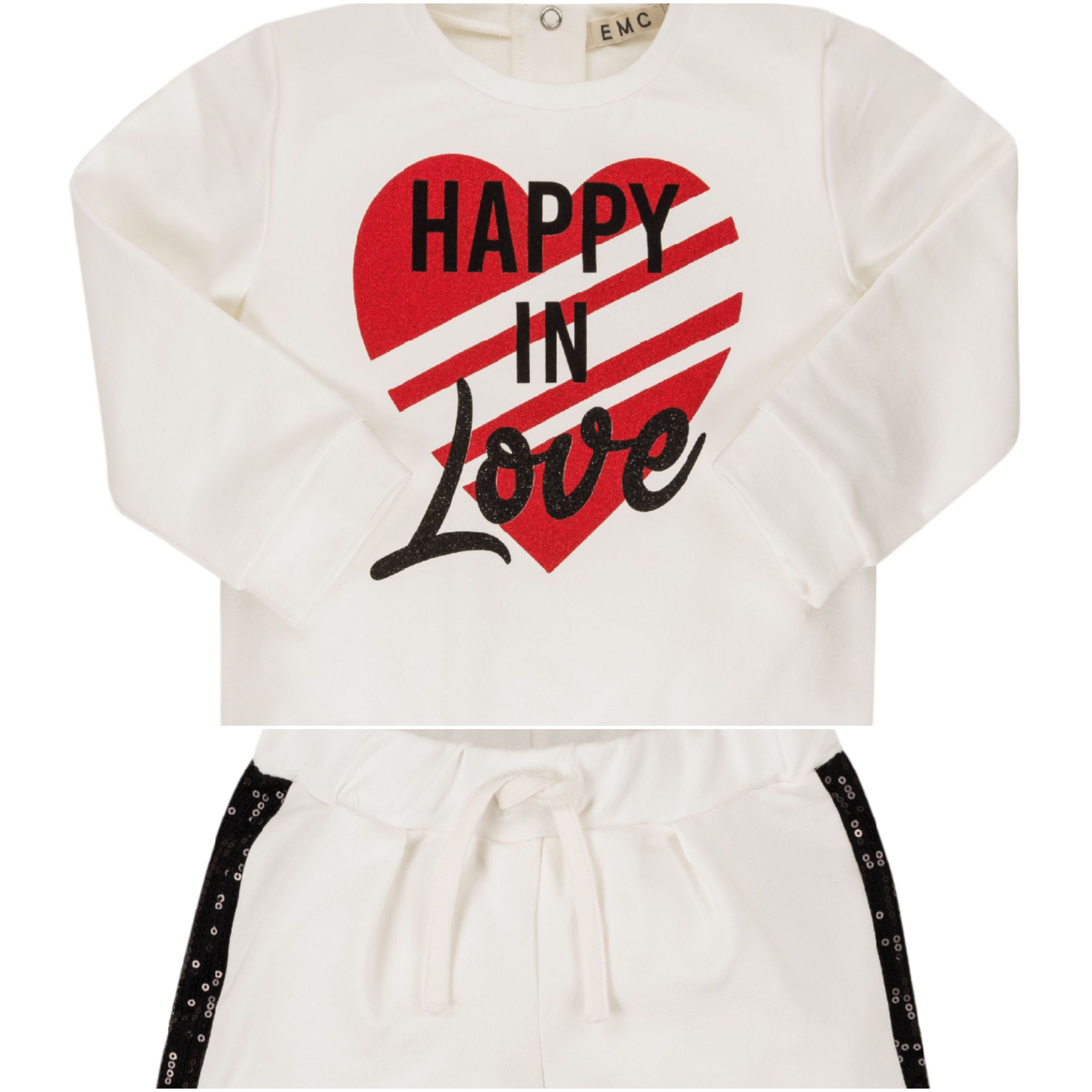 EMC Girls White Love Heart Sweater with Detail Shorts