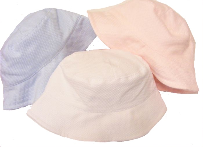 Kinder Blue Cotton Waffle Bucket Sun Hat COT2