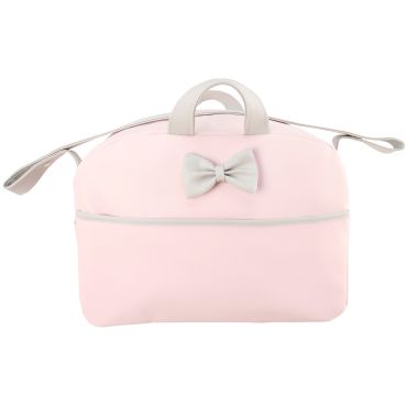 Spanish Pink with Grey Bow Pocket Changing Bag 723526