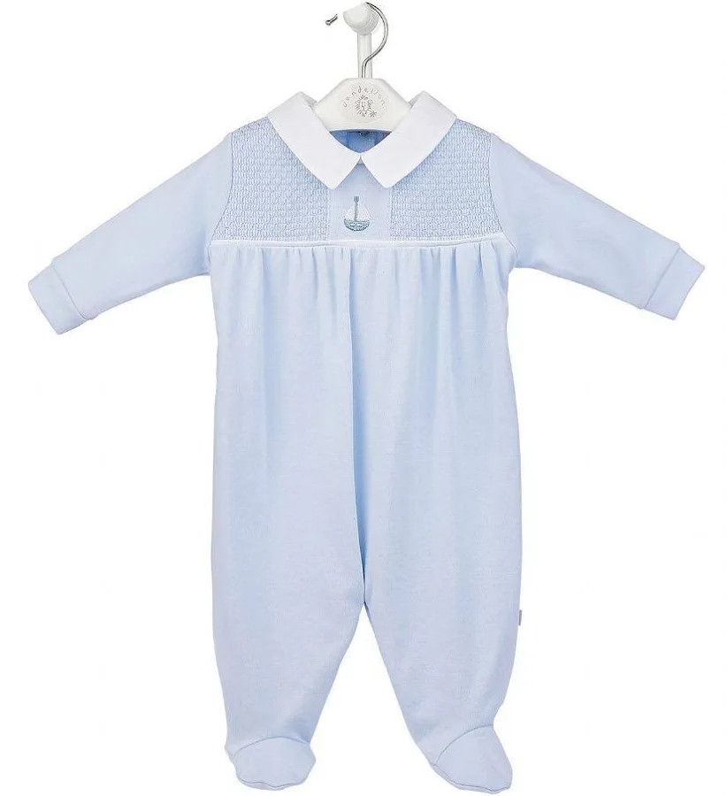 Dandelion Blue Boat Smock Sleepsuit AV2439