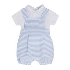 Blues Baby Boys Seersucker Stripe Dungaree Set BB0316