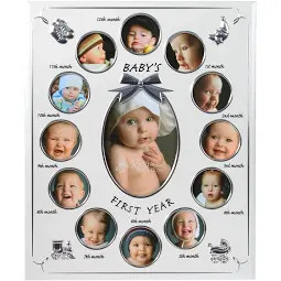 Baby’s First Year Photo Frame Silver Detail