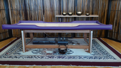 Liquid Sound Table Black Walnut / Violet Rails w/ lift system