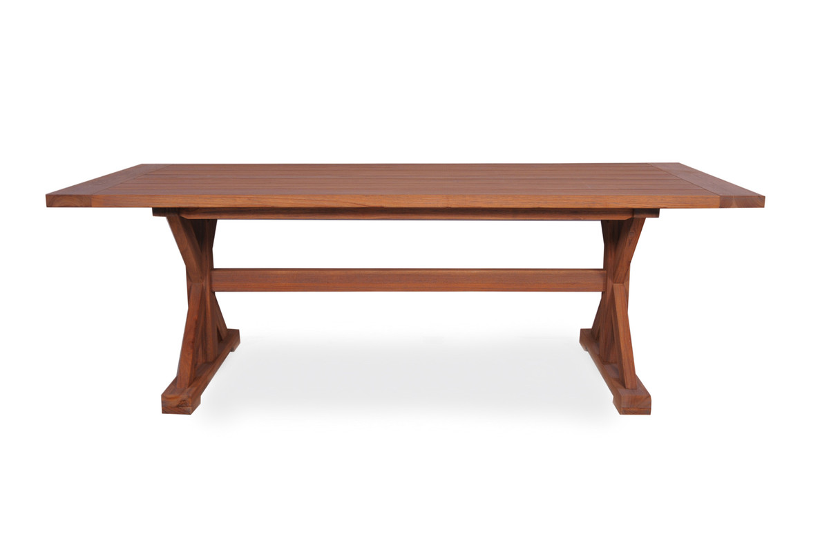 Teak 87" Rectangular Trestle Base Dining Table