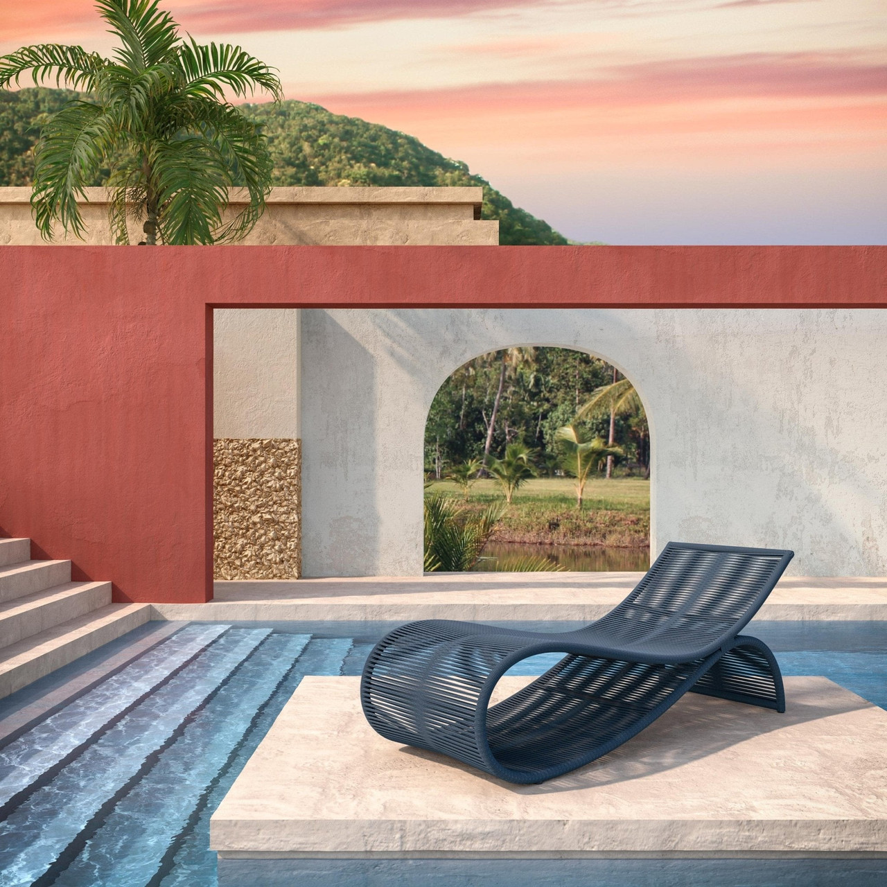 Azzurro Living Wave Outdoor Chaise Lounge Chair