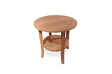 Teak 24" Round Tapered Leg End Table With Shelf