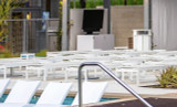 Mainstay Trash Bin fits into patio decor