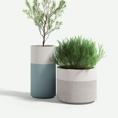 Two-Tone Wilshire Round Planter with Toe Kick | Commercial Grade