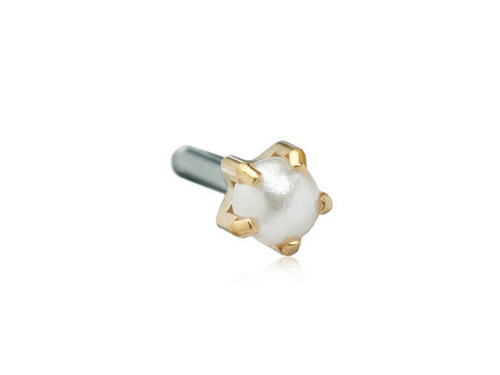 Tiffany White Pearl - Golden Titanium Piercing Stud - 4mm