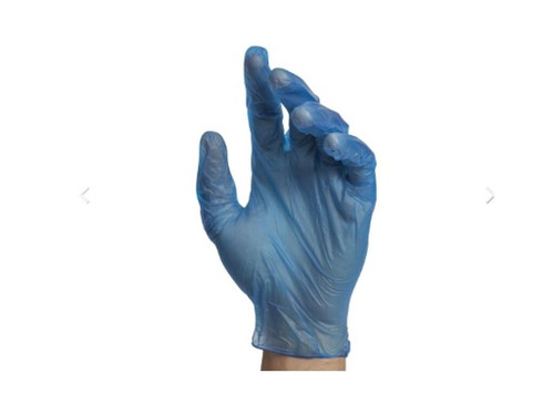 Stellar Vinyl Disposable Gloves Blue L- P/F - 100pk