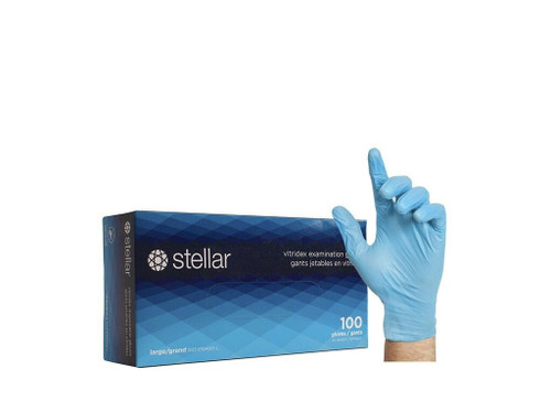 Stellar Vitridex Examination Gloves Blue L- P/F - 100pk