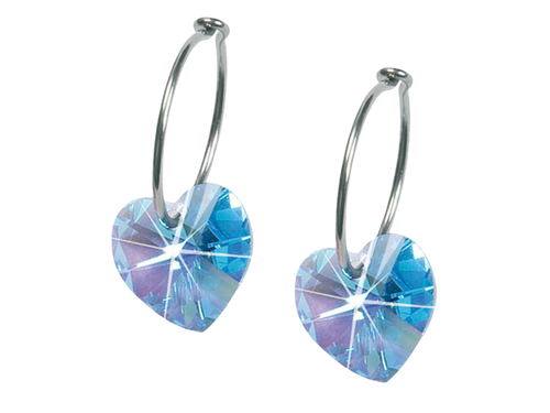 Heart Aquamarine - Natural Titanium Ear Ring - 10mm