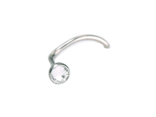 Nose Bezel, Crystal - Silver Titanium (Curved Shape Pin) - 3mm