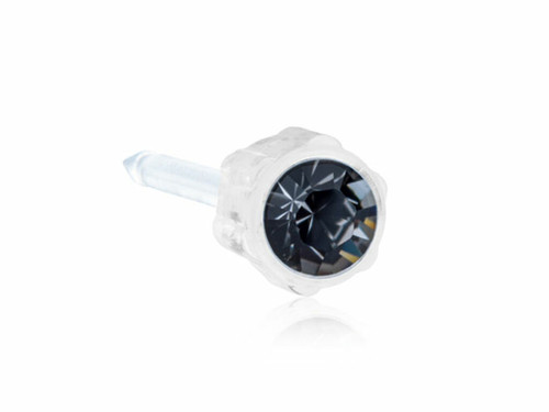 Bezel - Black Diamond - Medical Plastic Piercing Stud - 10Case - 4mm