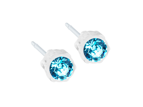 Aquamarine Bezel Stud Earrings - 8Case - 4mm