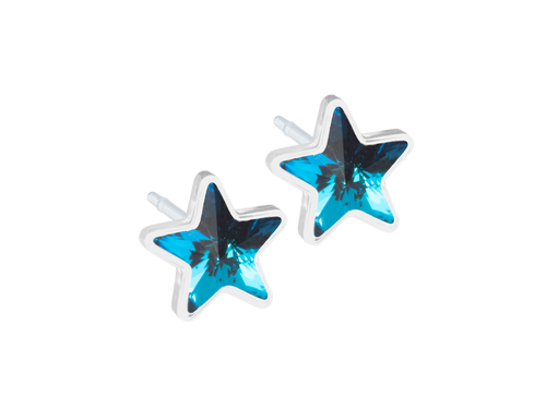 Aquamarine Star Stud Earrings - 8Case - 6mm
