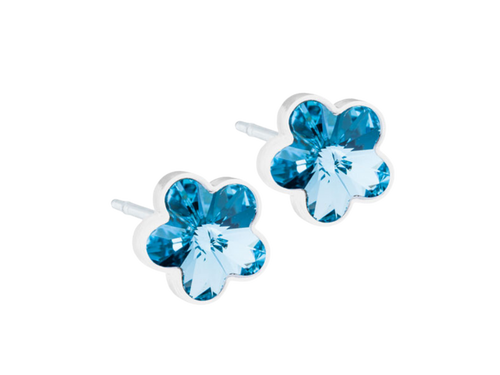 Aquamarine Flower Stud Earrings - 8Case - 6mm