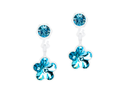 Aquamarine Flower Pendant Dangle Earrings - 6Case - 4/6mm