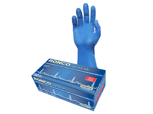 Silktex Blue Latex Gloves Lightly Powdered - Medium - 100pk