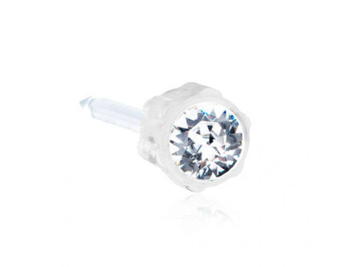 Bezel - Crystal - Medical Plastic Piercing Stud - 10Case - 4mm