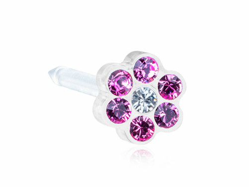 Daisy - Rose / Crystal - Medical Plastic Piercing Stud - 10Case - 5mm