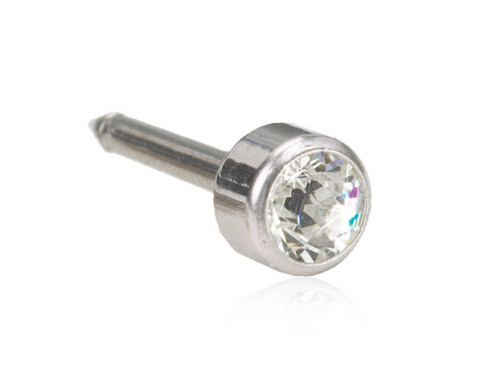 Bezel - Crystal - Silver Titanium Piercing Stud - 10Case - 4mm