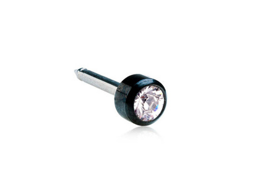 Bezel - Crystal - Black Titanium Piercing Stud - 10Case - 4mm