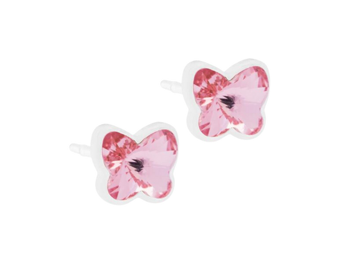 Light Rose Butterfly Stud Earrings - 8Case - 5mm