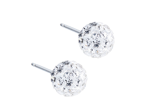 Natural Titanium Crystal Ball Stud Earrings - 8Case - 6mm
