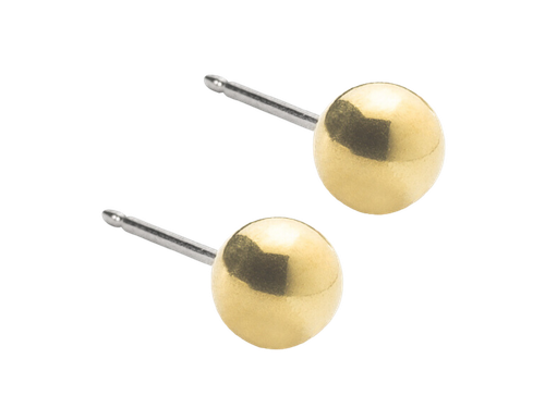Gold Titanium Ball Stud Earrings - 8Case - 5mm