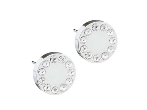 Silver Titanium Brilliance Puck Crystal Stud Earrings - 8Case - 8mm